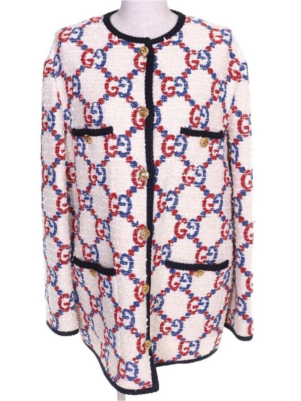 Gucci Pre-Fall 2019 GG Monogram Tweed Jacket – Size IT 40 / US 4 (S)